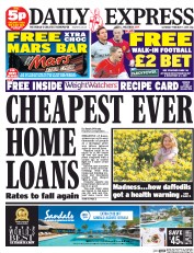 Daily Express Sunday Newspaper Front Page (UK) for 7 February 2015