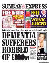 Daily Express Sunday (UK) Newspaper Front Page for 7 April 2013