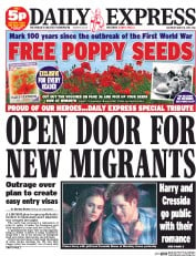 Daily Express Sunday Newspaper Front Page (UK) for 8 March 2014