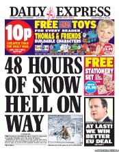 Daily Express Sunday Newspaper Front Page (UK) for 9 February 2013