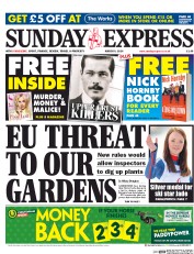 Daily Express Sunday Newspaper Front Page (UK) for 9 March 2014