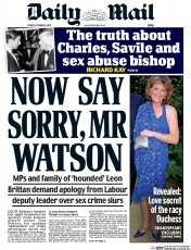Daily Mail (UK) Newspaper Front Page for 10 October 2015