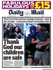 Daily Mail (UK) Newspaper Front Page for 10 January 2015
