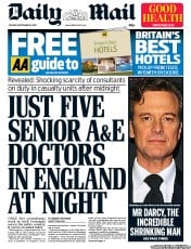 Daily Mail Newspaper Front Page (UK) for 10 September 2013