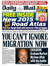 Daily Mail Newspaper Front Page (UK) for 11 October 2014