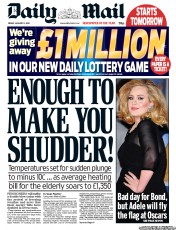 Daily Mail (UK) Newspaper Front Page for 11 January 2013