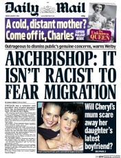 Daily Mail (UK) Newspaper Front Page for 11 March 2016