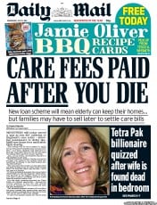 Daily Mail Newspaper Front Page (UK) for 11 July 2012