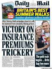 Daily Mail (UK) Newspaper Front Page for 11 August 2016