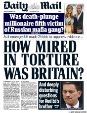 Daily Mail Newspaper Front Page (UK) for 12 December 2014