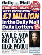 Daily Mail (UK) Newspaper Front Page for 12 January 2013