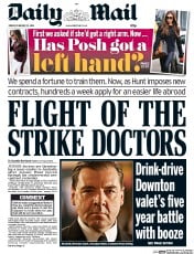 Daily Mail (UK) Newspaper Front Page for 12 February 2016