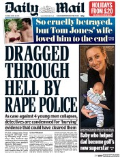 Daily Mail (UK) Newspaper Front Page for 12 April 2016