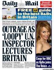 Daily Mail Newspaper Front Page (UK) for 12 September 2013