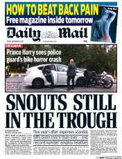 Daily Mail Newspaper Front Page (UK) for 12 September 2014