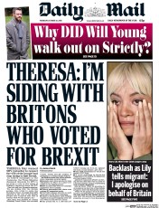 Daily Mail (UK) Newspaper Front Page for 13 October 2016