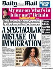 Daily Mail Newspaper Front Page (UK) for 13 November 2013