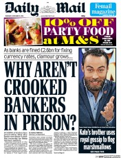 Daily Mail Newspaper Front Page (UK) for 13 November 2014