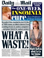 Daily Mail (UK) Newspaper Front Page for 13 February 2017