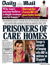 Daily Mail Newspaper Front Page (UK) for 13 March 2014