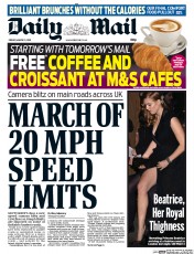 Daily Mail (UK) Newspaper Front Page for 13 March 2015