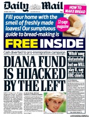 Daily Mail Newspaper Front Page (UK) for 13 April 2013