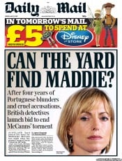Daily Mail (UK) Newspaper Front Page for 13 May 2011