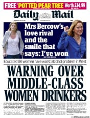 Daily Mail Newspaper Front Page (UK) for 13 May 2015