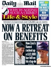 Daily Mail (UK) Newspaper Front Page for 13 June 2011