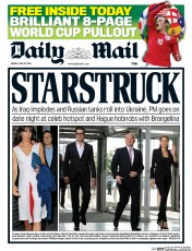 Daily Mail (UK) Newspaper Front Page for 13 June 2014