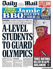 Daily Mail (UK) Newspaper Front Page for 13 July 2012