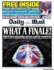 Daily Mail (UK) Newspaper Front Page for 13 August 2012