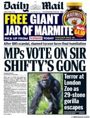 Daily Mail (UK) Newspaper Front Page for 14 October 2016