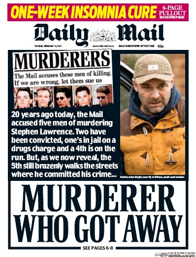 Daily Express Newspaper Front Page (UK) for 14 February 2017