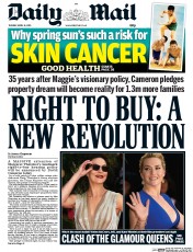Daily Mail (UK) Newspaper Front Page for 14 April 2015