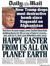 Daily Mail (UK) Newspaper Front Page for 14 April 2017