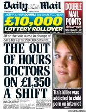 Daily Mail Newspaper Front Page (UK) for 14 May 2013