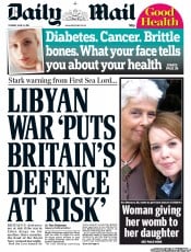 Daily Mail Newspaper Front Page (UK) for 14 June 2011
