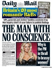 Daily Mail Newspaper Front Page (UK) for 14 August 2015