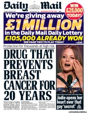 Daily Mail (UK) Newspaper Front Page for 15 January 2013