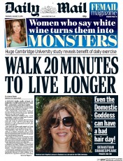 Daily Mail (UK) Newspaper Front Page for 15 January 2015