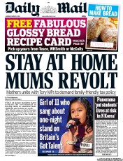 Daily Mail (UK) Newspaper Front Page for 15 April 2013