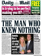 Daily Mail Newspaper Front Page (UK) for 15 April 2014