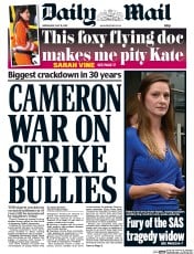 Daily Mail (UK) Newspaper Front Page for 15 July 2015
