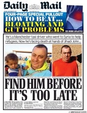 Daily Mail (UK) Newspaper Front Page for 15 September 2014