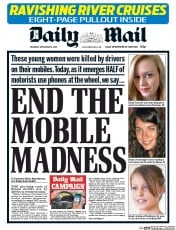 Daily Mail (UK) Newspaper Front Page for 15 September 2016