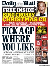 Daily Mail Newspaper Front Page (UK) for 16 November 2013