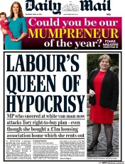 Daily Mail (UK) Newspaper Front Page for 16 April 2015