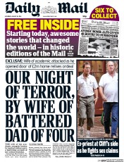 Daily Mail Newspaper Front Page (UK) for 16 August 2014