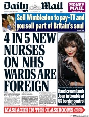 Daily Mail Newspaper Front Page (UK) for 17 December 2014